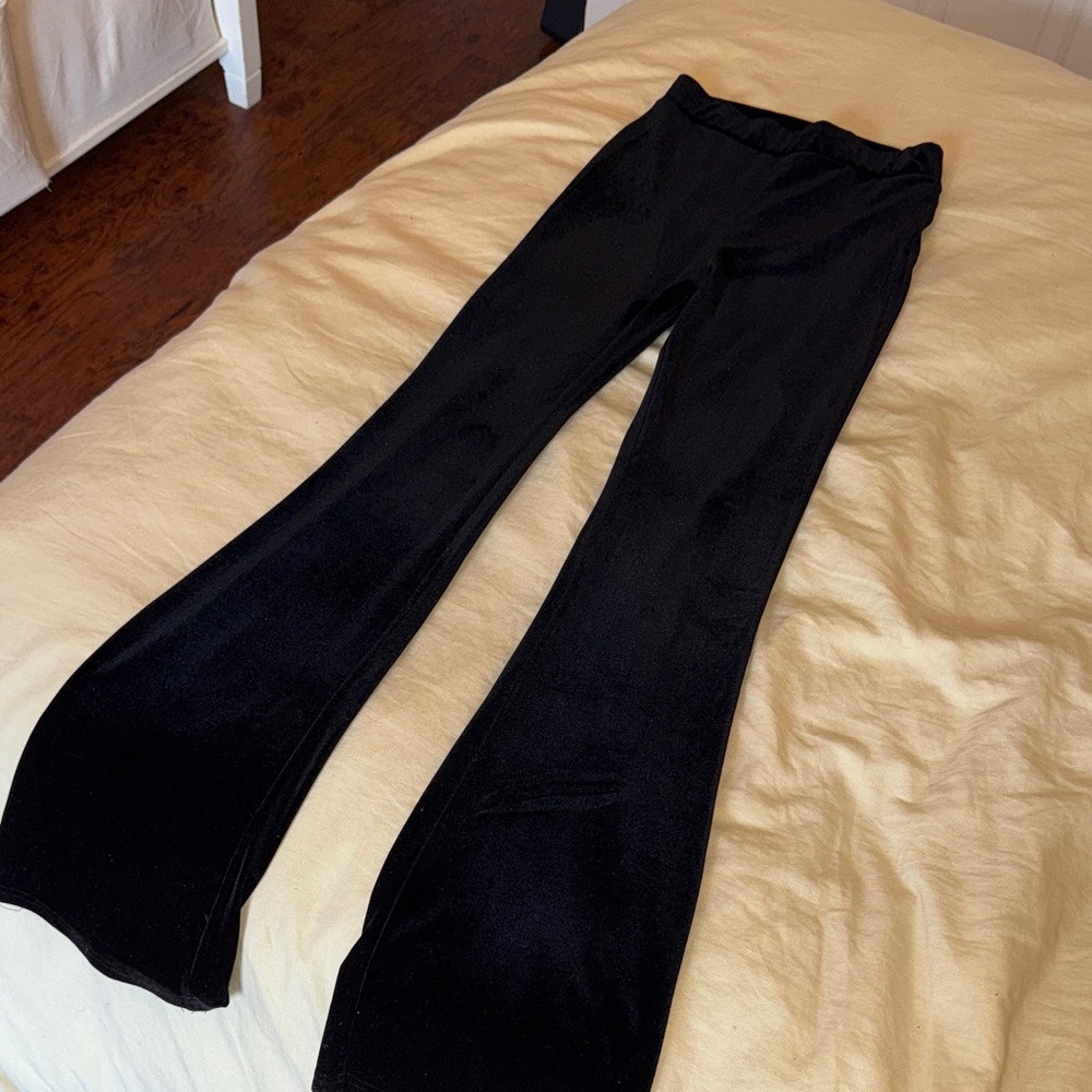 Vrg Grl Black Velvet Flared Pants